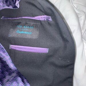 Ted Baker Black Single Breasted Blazer w/ Signature Purple Lining